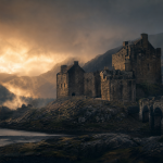 Castelo nas Terras Altas da Escócia em atmosfera de mistério para ilustrar reality show de estratégia